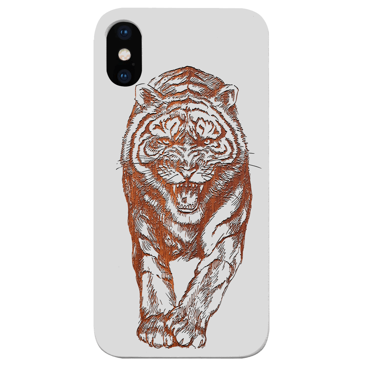 Angry Tiger - Engraved Wood Phone Case