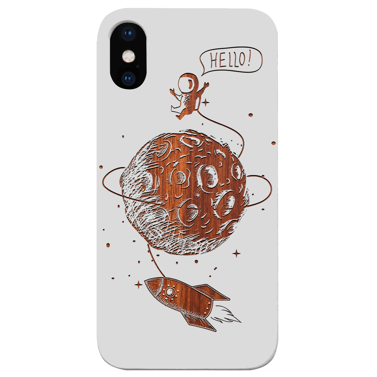 Astronaut in the Moon - Engraved Wood Phone Case