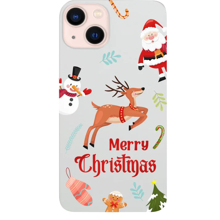 Merry Christmas Deer - UV Color Printed Wood Phone Case