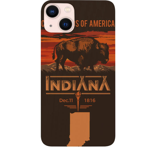 State Indiana Color Printed Wood Phone Case