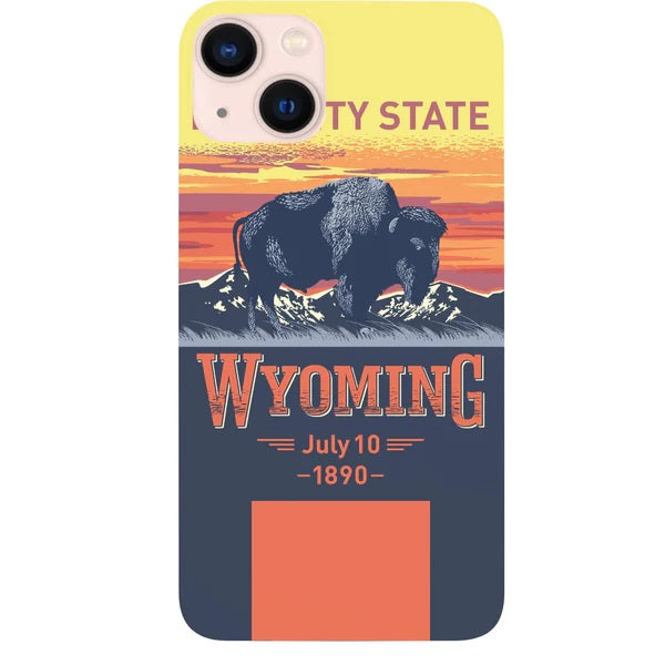 State Wyoming Color Printed Wood Phone Case