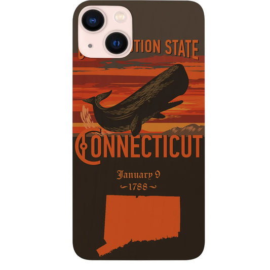 State Connecticut Color Printed Wood Phone Case