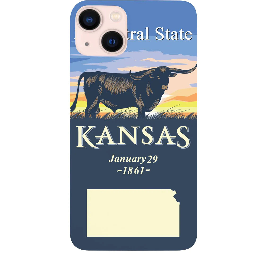 State Kansas Color Printed Wood Phone Case