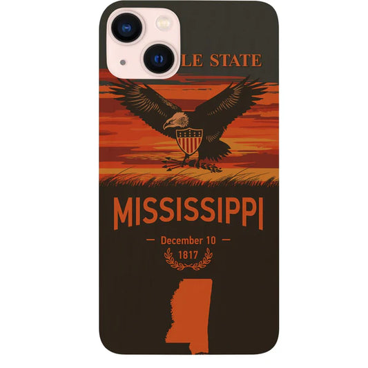 State Mississippi Color Printed Wood Phone Case