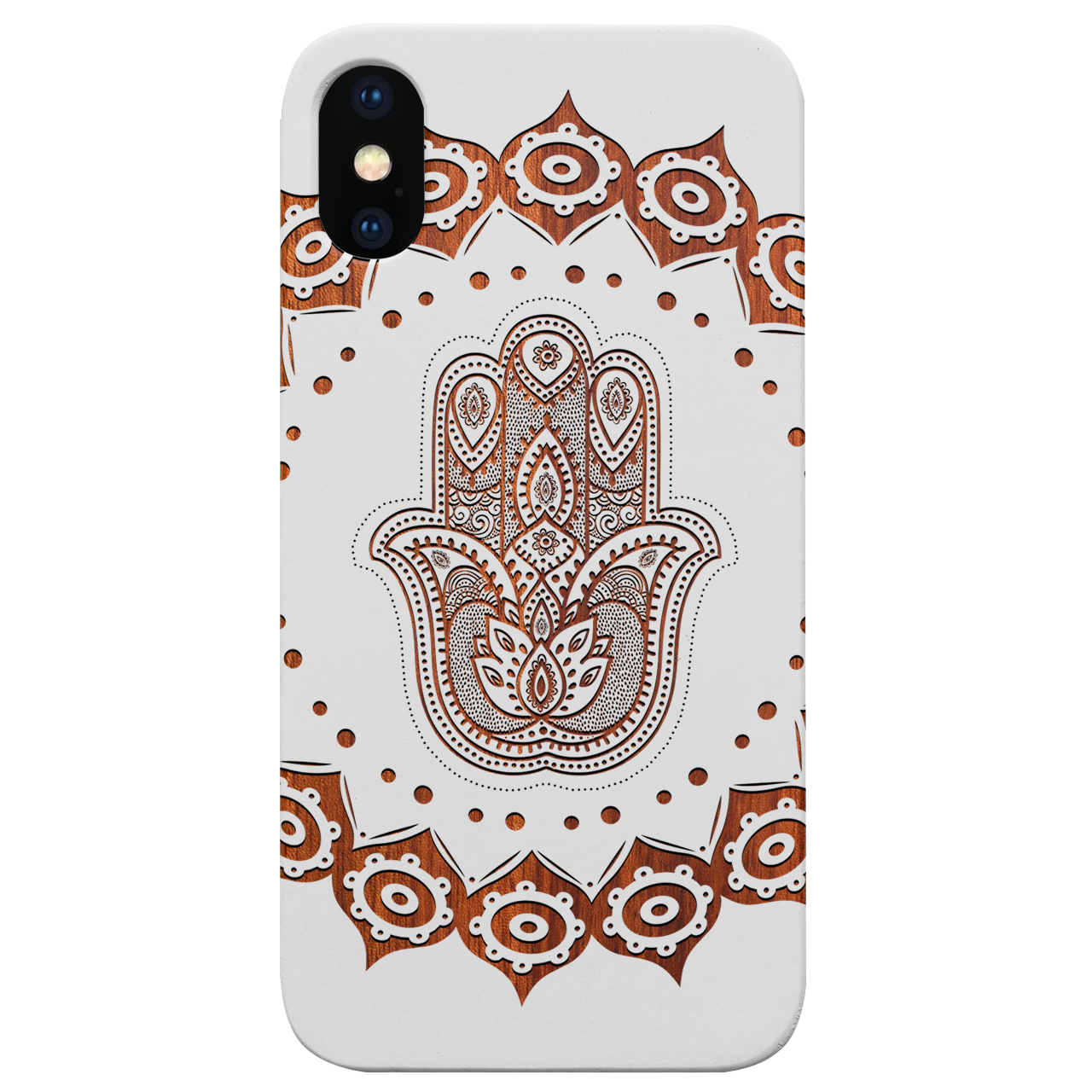 Hamsa Mandala - Engraved Wood Phone Case