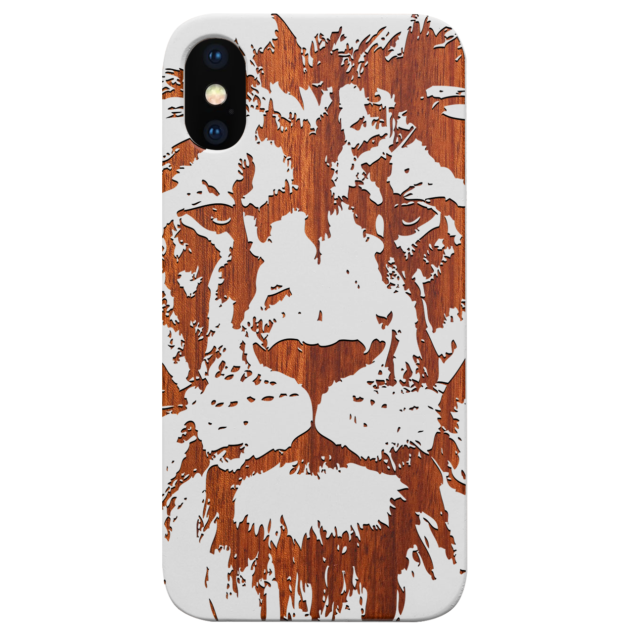 Lion Face 4 - Engraved Wood Phone Case
