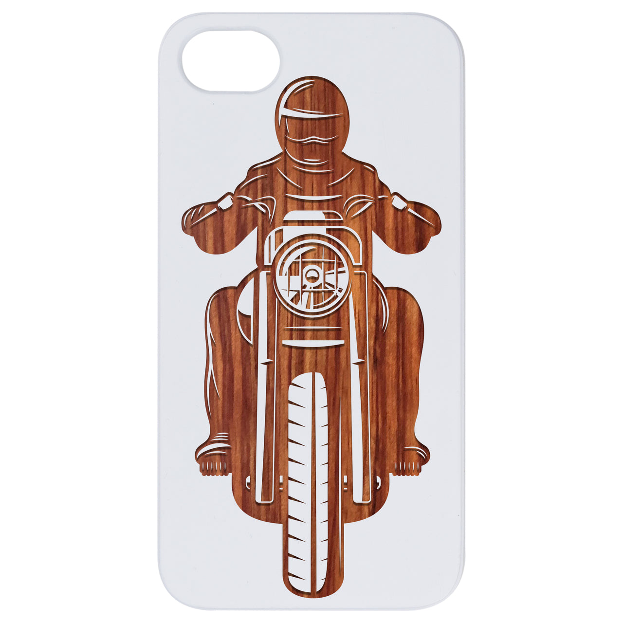 Motorcyclist - Engraved Wood Phone Case