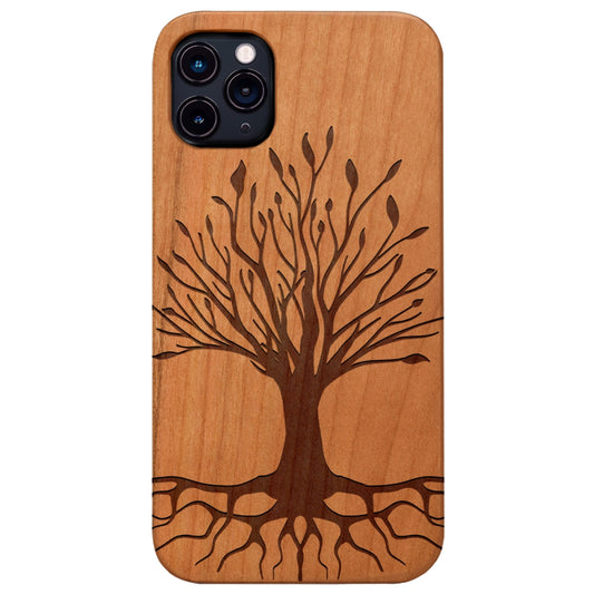Tree with Root - Engraved Wood Phone Case