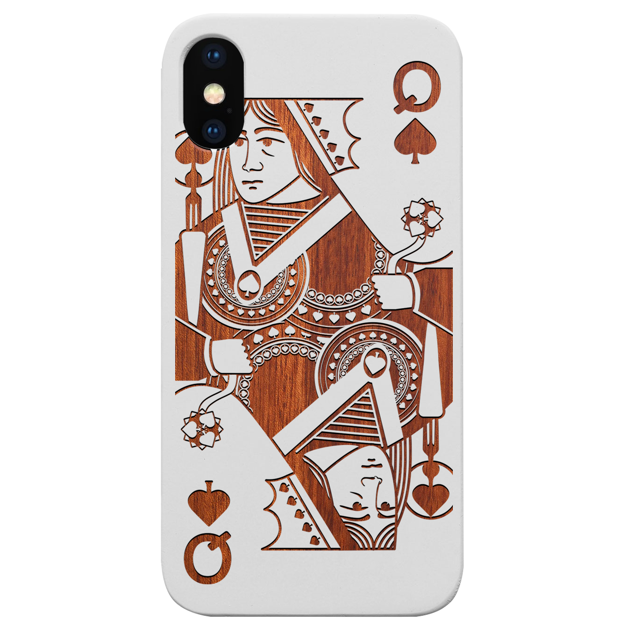 Queen Of Spades - Engraved Wood Phone Case
