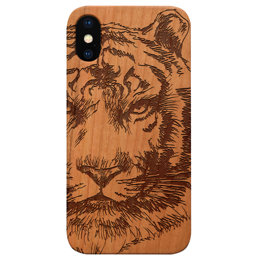 Tiger Face 1 - Engraved Wood Phone Case