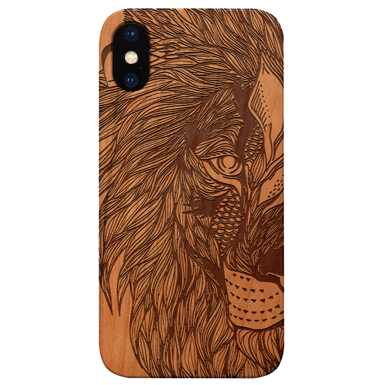 Tribal Lion - Engraved Wood Phone Case