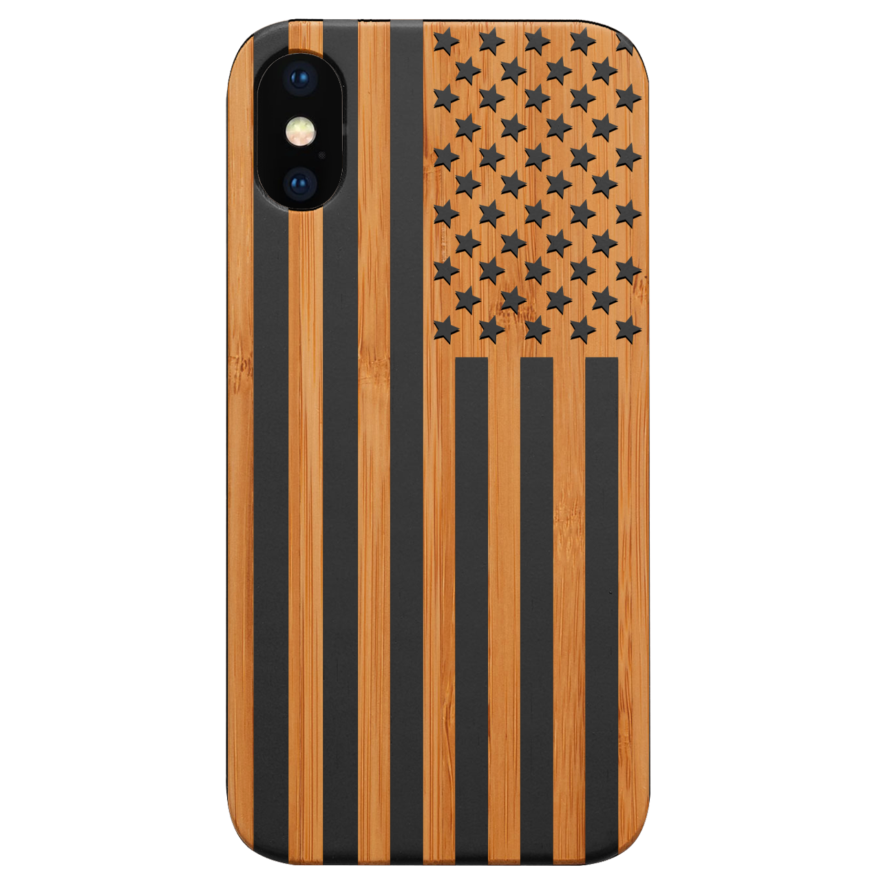 USA Flag - Engraved Wood Phone Case