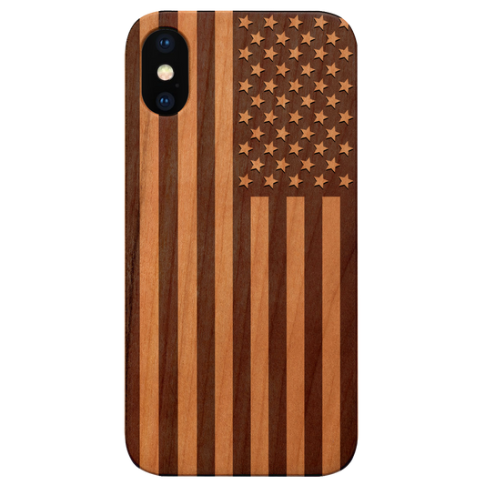 USA Flag - Engraved Wood Phone Case