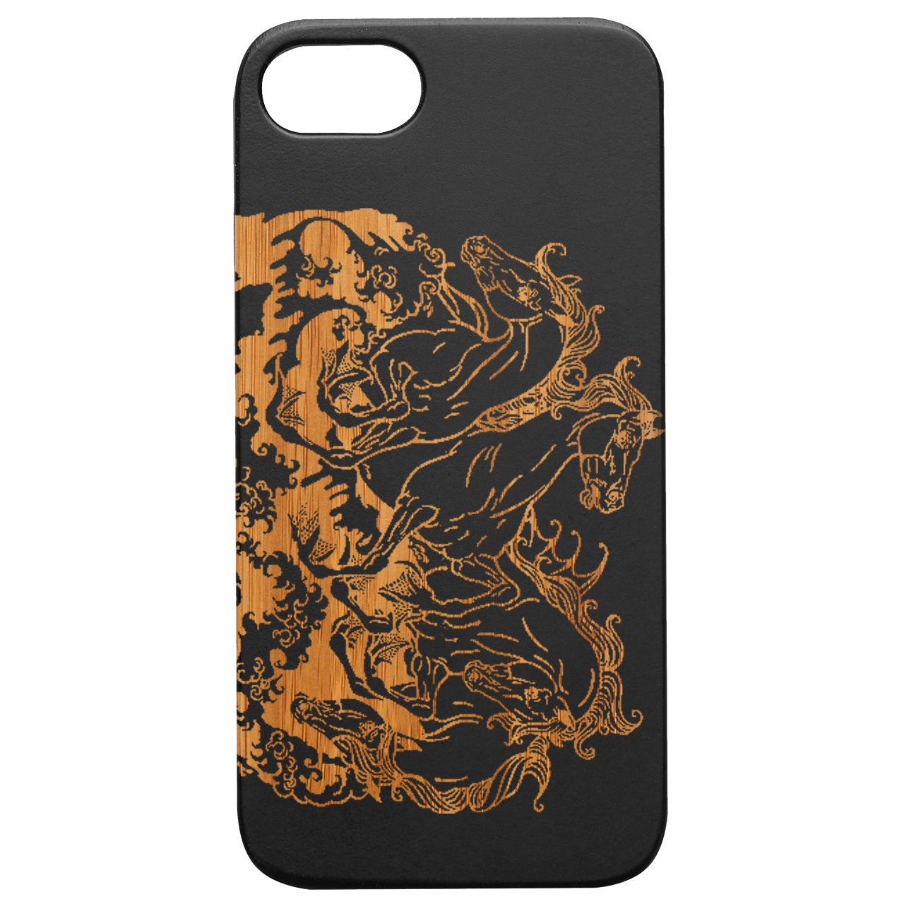 Horse Sea 2 - Engraved Wood Phone Case
