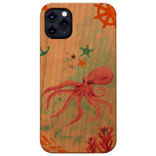 Playing Octopus - UV Color Printed Wood Phone Case