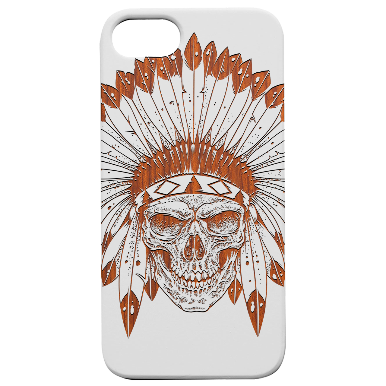 Indian Skull 2 - Engraved Wood Phone Case