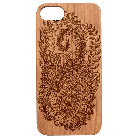 Mandala Leaves - Engraved Wood Phone Case