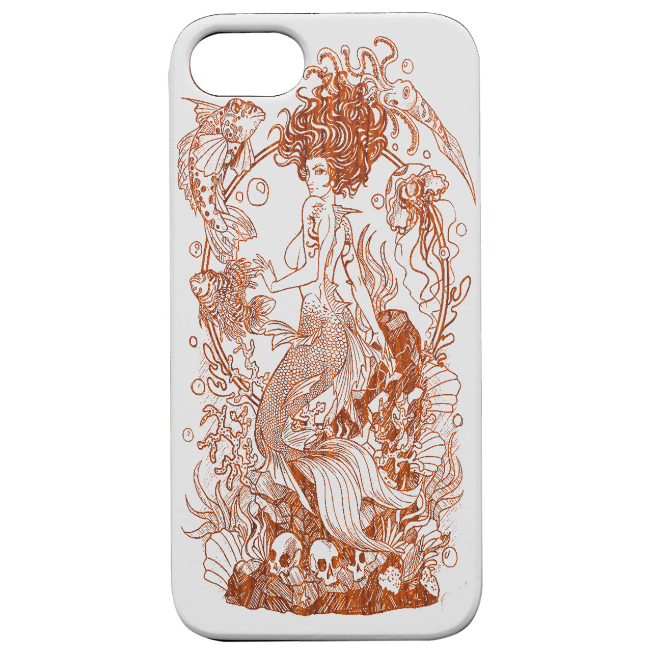 Mermaid 2 - Engraved Wood Phone Case