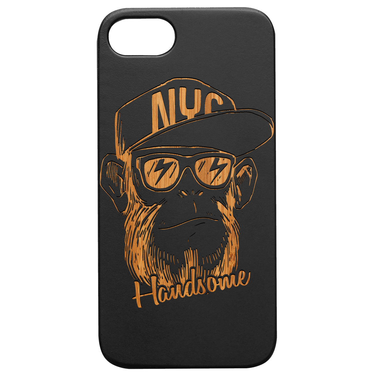 Monkey Handsome - Engraved Wood Phone Case