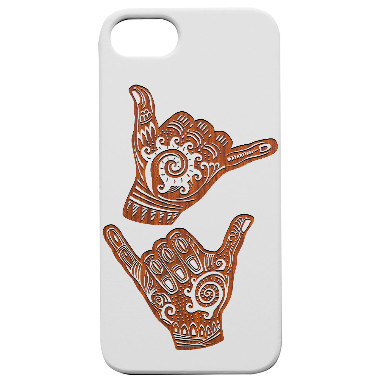 Shaka Hands - Engraved Wood Phone Case