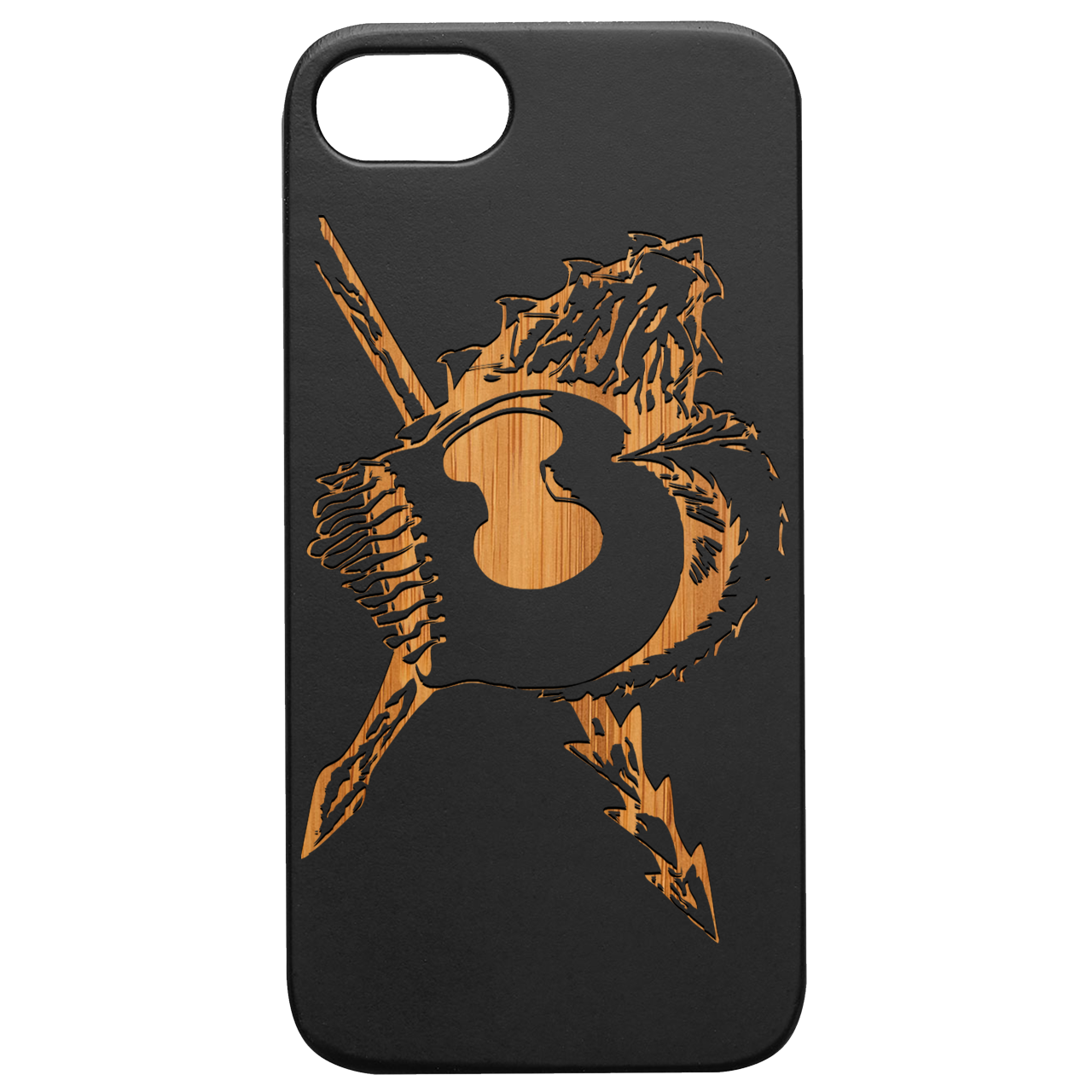Warrior Mask - Engraved Wood Phone Case