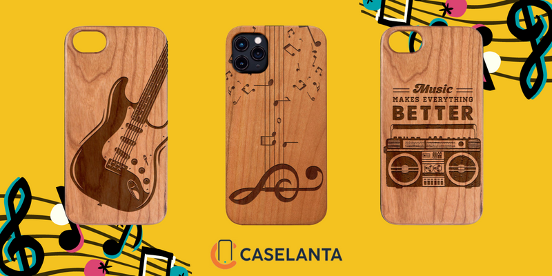Musical Themes Engraved Wood Phone Cases