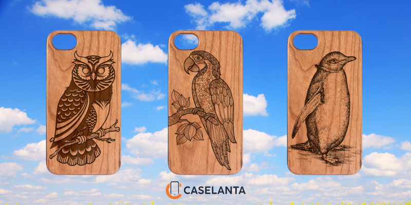 Bird Engraved Wood Phone Cases