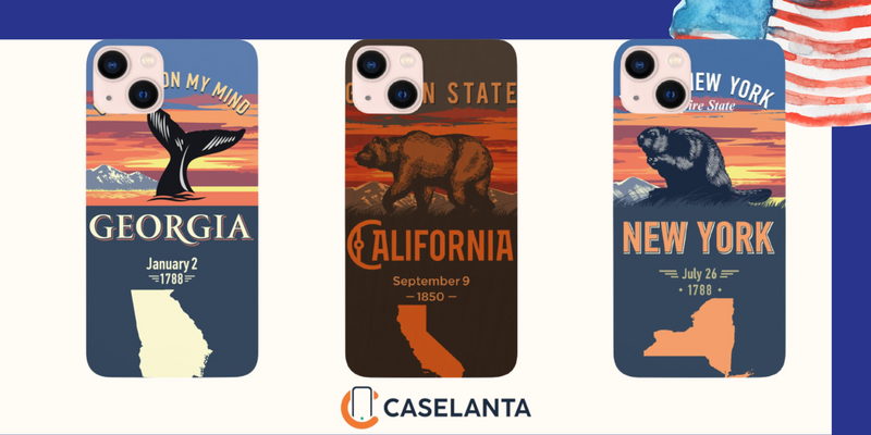 Color Printed Wood Phone Cases Featuring USA States