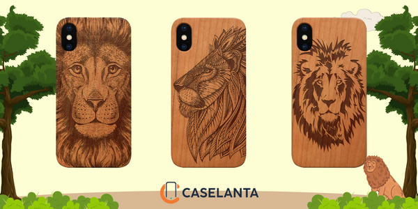 Lion Engraved Wood Phone Cases