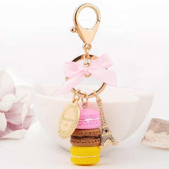 Women Cake Key chain fashion nice cute French pastries Keychain bag charm car Key Ring