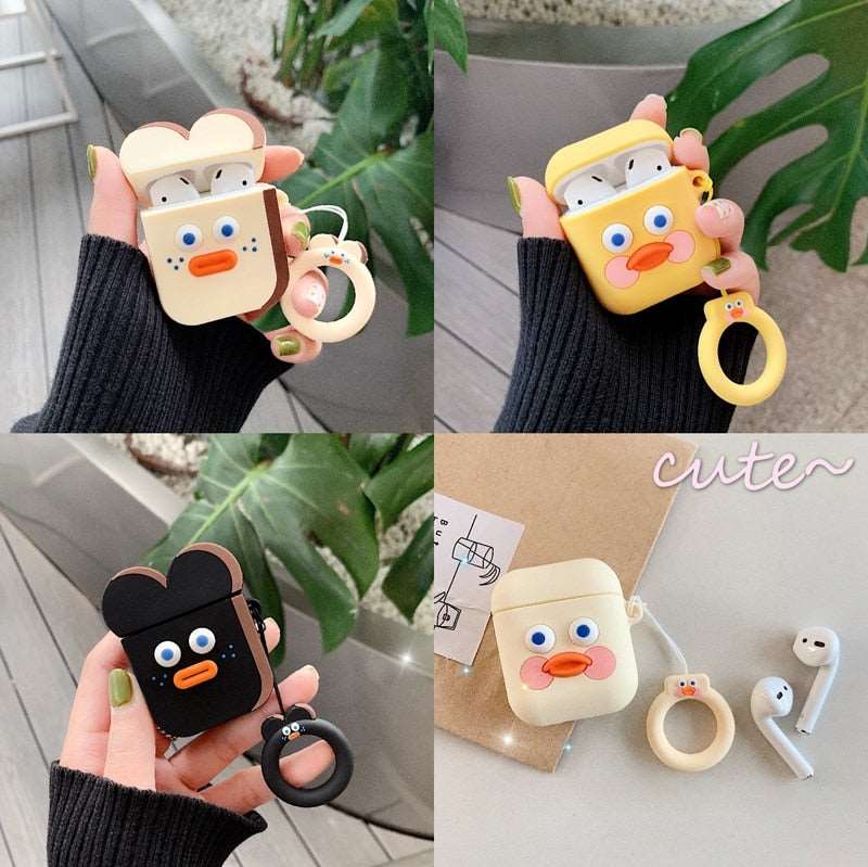 Cute Cartoon Earphone Case for Airpods 2 Cover Soft Silicone Slim Earphone Cover for Airpods 1 Case Bag Protective Strap Cases