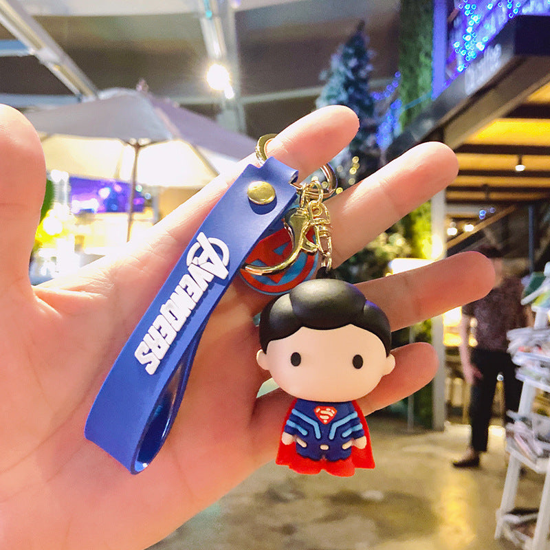 Justice League Cartoon Key Chain Creative Superman Car Key Pendant Bag Doll Ornament Silicone Keychain