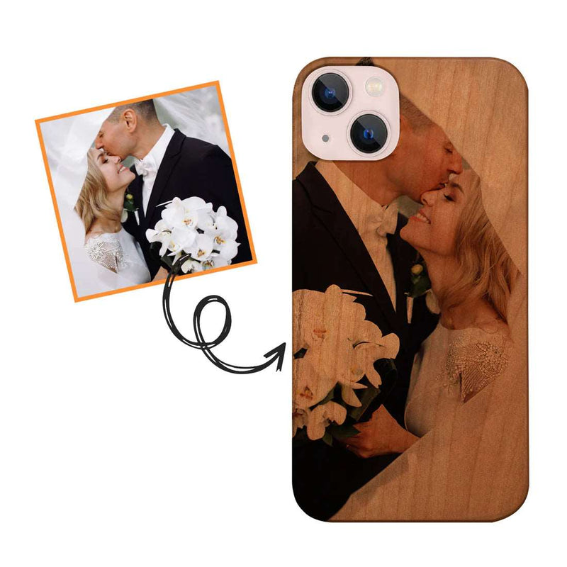 Customize iPhone 15 Plus Wood Phone Case - Upload Your Photo and Design