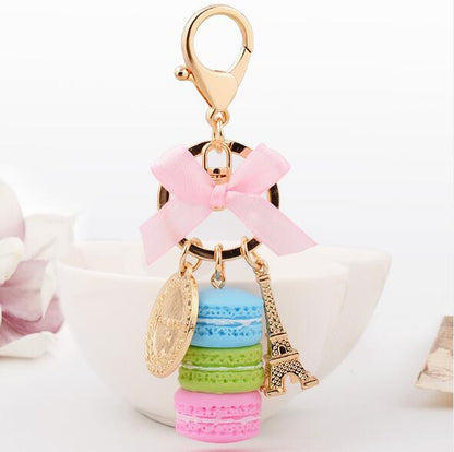 Women Cake Key chain fashion nice cute French pastries Keychain bag charm car Key Ring