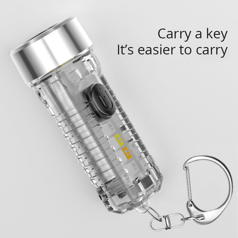 Keychain Light Outdoor Home Mini Luminous Multi-Function Red And Blue Flashing Rechargeable Strong Light Flashlight