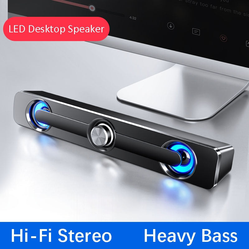 USB Wired Powerful Computer Speaker Bar Stereo Subwoofer Bass speaker Surround Sound Box for PC Laptop phone Tablet MP3 MP4