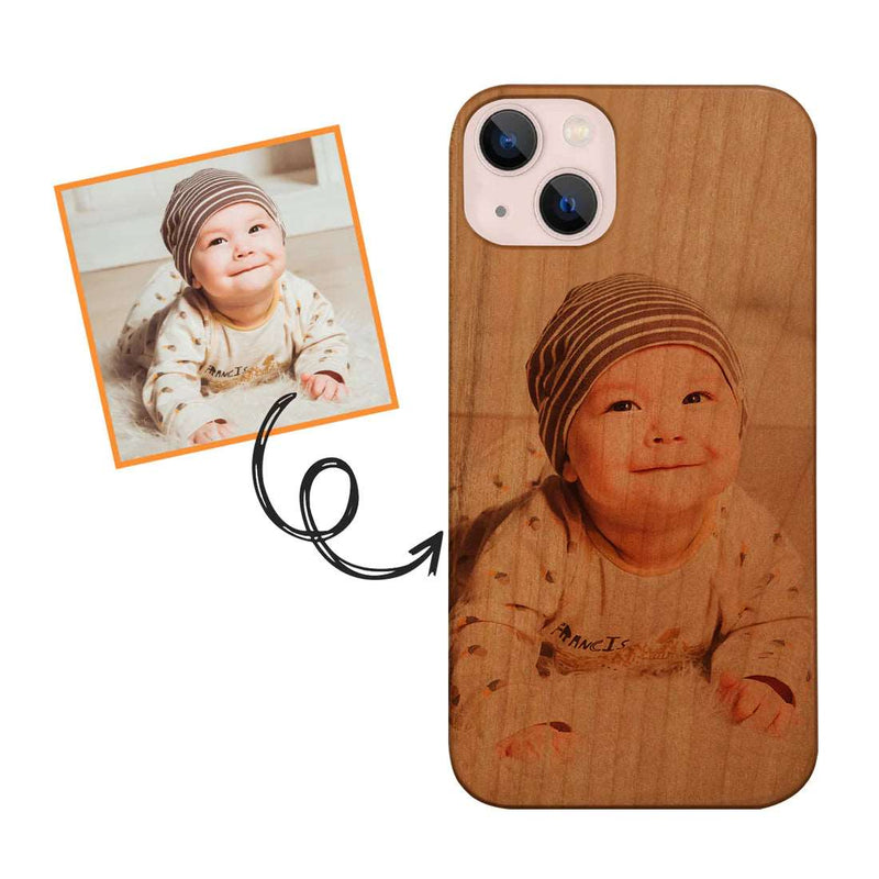 Customize iPhone 15 Wood Phone Case - Upload Your Photo and Design