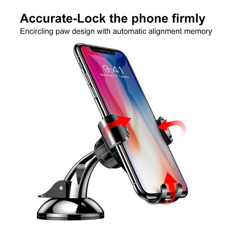 Baseus Car Holder Automatic Clamping Sucker Mount Holder Stand Car Phone Bracket For iPhone X 8 8 Plus For Samsung S8 Xiaomi LG