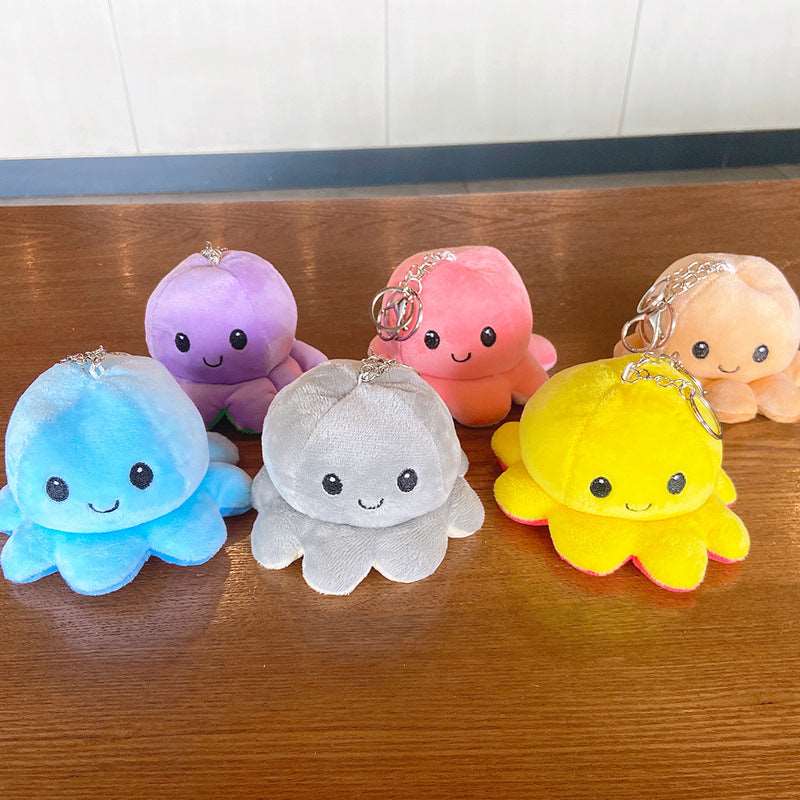 Creative Plush Flip Octopus Keychain Flip Octopus Key Pendant Jewelry Bag Pendant Key Chain Ornament