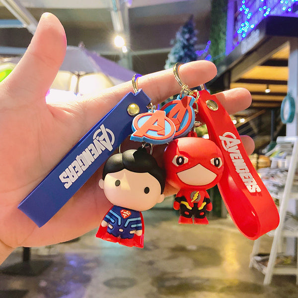 Justice League Cartoon Key Chain Creative Superman Car Key Pendant Bag Doll Ornament Silicone Keychain