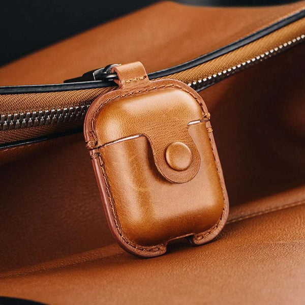 Headphone Case For Airpods Leather Case Luxury Genuine Cover For Apple AirPods 2 Case Air pods Earpods Accessories Earphone Bags
