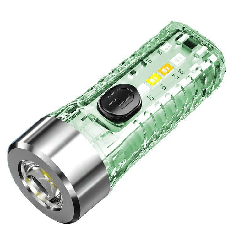 Keychain Light Outdoor Home Mini Luminous Multi-Function Red And Blue Flashing Rechargeable Strong Light Flashlight