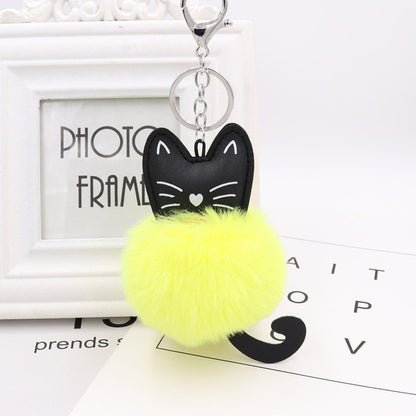 Zoeber Fluffy Black Cat Keychain Kitty Rabbit Fur Ball Key Chain Bag Chaveiro Women Pompom Key Ring Holder Car Pendant Jewelry