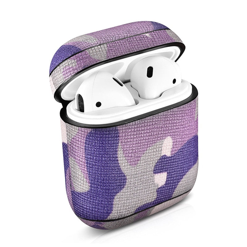 Camouflage Leather Earphone Case For Apple Airpods Airpod Accessories Dust-proof Protective Cover Bluetooth Headphone Case Decor
