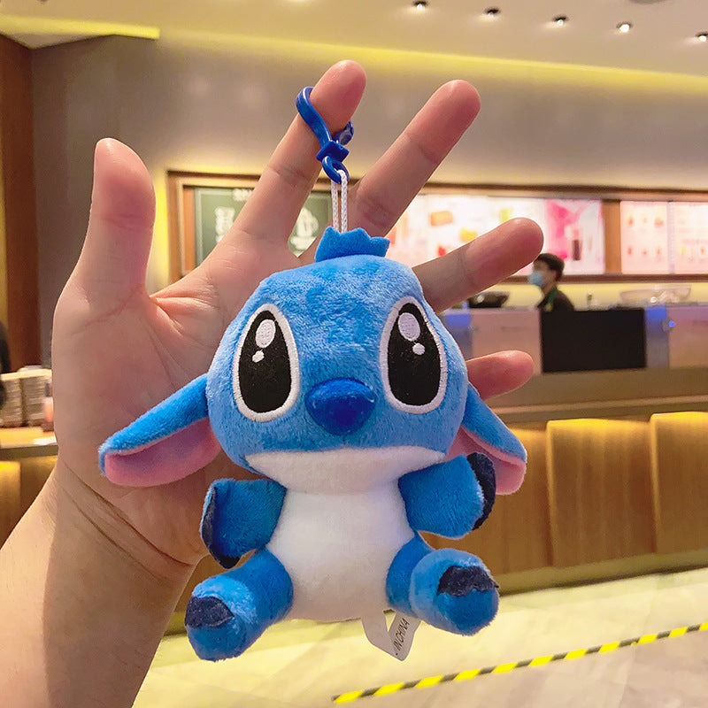 Stitch Schoolbag Doll Key Chain Cute Bag Ornament Key Pendant SpongeBob SquarePants Plush Keychain