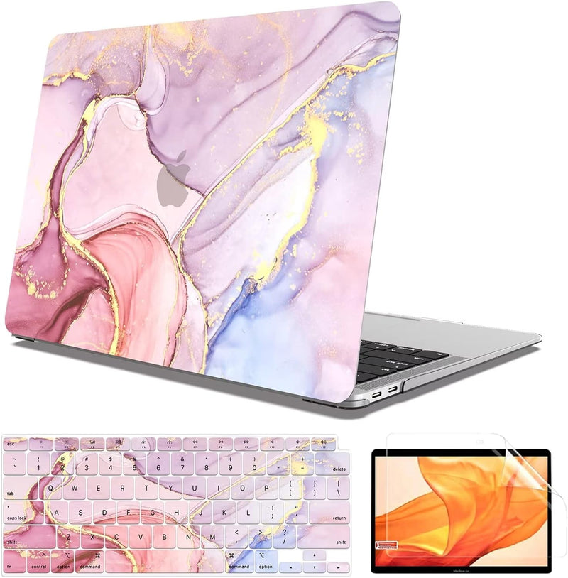 MacBook Air 13 inch Case 2021 2020 2019 2018 Version Model:M1 A2337 A2179 A1932 with Retina Display Touch ID,Plastic Hard Shell Case & Keyboard Cover & Screen Protector - Flow Gold