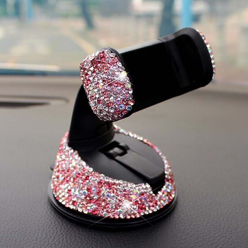 3 in 1 360 Degree Car Phone Holder with Crystal Diamond Type