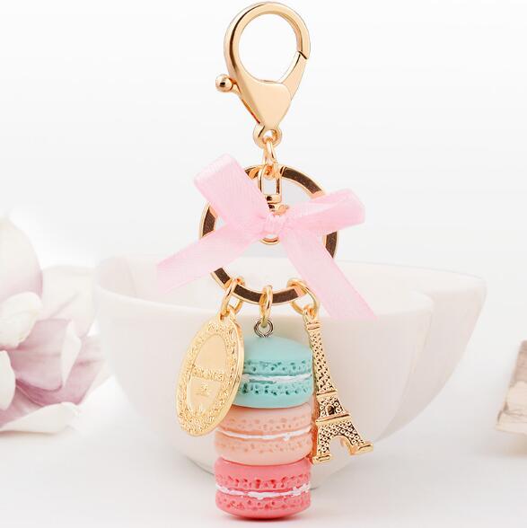 Women Cake Key chain fashion nice cute French pastries Keychain bag charm car Key Ring