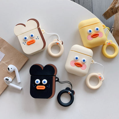 Cute Cartoon Earphone Case for Airpods 2 Cover Soft Silicone Slim Earphone Cover for Airpods 1 Case Bag Protective Strap Cases