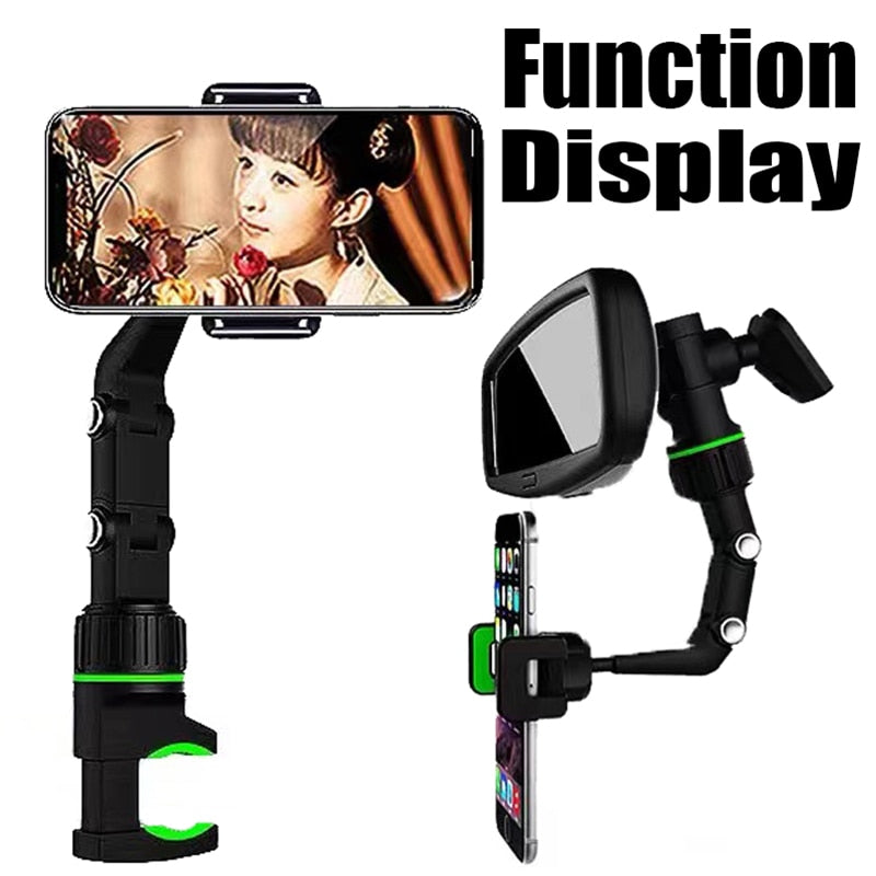 Car Phone Holder Multifunctional 360 Degree Rotatable Auto Rearview Mirror Seat Hanging Clip Bracket Cell Phone Holder for Car